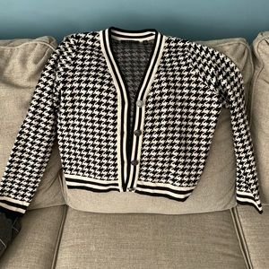 Houndstooth Black and White Sweater Cardigan